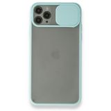 Alan Şanslı iPhone 11 Pro Turkuaz Palm Buzlu Kamera Sürgülü Silikon Kılıf