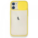 Alan Şanslı iPhone 11 Sarı Palm Buzlu Kamera Sürgülü Silikon Kılıf