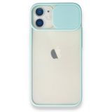 Alan Şanslı iPhone 11 Turkuaz Palm Buzlu Kamera Sürgülü Silikon Kılıf