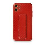 Alan Şanslı iPhone 12 Coco Karbon Standlı Kapak Kırmızı Cep Telefonu Kılıfı