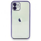 Alan Şanslı iPhone 12 Mor Razer Lensli Silikon Kılıf