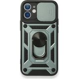Alan Şanslı iPhone 12 Pars Lens Yüzüklü Yeşil Silikon Kılıf