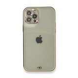 Alan Şanslı iPhone 12 Pro Beyaz Liva Taşlı Silikon Kapak