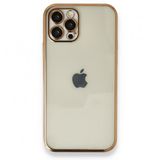 Alan Şanslı iPhone 12 Pro Gold Razer Lensli Silikon Kapak
