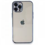 Alan Şanslı iPhone 12 Pro Max Razer Lensli Silikon Açık Mavi Cep Telefonu Kılıfı