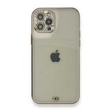 Alan Şanslı iPhone 12 Pro Mor Liva Taşlı Silikon Kapak