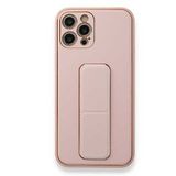Alan Şanslı iPhone 12 Pro Pembe Coco Deri Standlı Kapak Kılıf