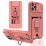Alan Şanslı iPhone 12 Pro Pembe Zuma Kartvizitli Yüzüklü Silikon Kılıf