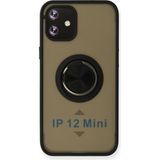 Alan Şanslı Iphone 12 Siyah Mini Montreal Yüzüklü Silikon Kapak Kılıf