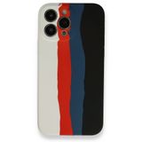 Alan Şanslı iPhone 13 Pro Ebruli Lansman Beyaz-Siyah Silikon Kılıf