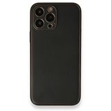 Alan Şanslı iPhone 13 Pro Max Coco Siyah Deri Silikon Kapak Kılıf