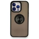 Alan Şanslı iPhone 13 Pro Max Montreal Yüzüklü Siyah Silikon Kapak Kılıf