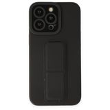 Alan Şanslı iPhone 13 Pro Mega Standlı Siyah Silikon Kılıf