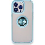 Alan Şanslı iPhone 13 Pro Montreal Yüzüklü Buz Mavi Silikon Kapak Kılıf