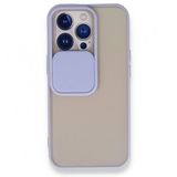 Alan Şanslı iPhone 13 Pro Palm Buzlu Kamera Sürgülü Lila Silikon Kılıf