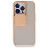 Alan Şanslı iPhone 13 Pro Palm Buzlu Kamera Sürgülü Pembe Silikon Kılıf