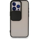 Alan Şanslı iPhone 13 Pro Palm Buzlu Kamera Sürgülü Siyah Silikon Kılıf