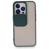 Alan Şanslı iPhone 13 Pro Palm Buzlu Kamera Sürgülü Yeşil Silikon Kılıf