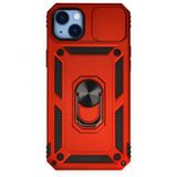 Alan Şanslı iPhone 14 Plus Pars Lens Yüzüklü Kırmızı Silikon Kılıf