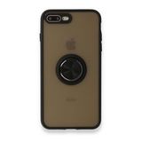 Alan Şanslı iPhone 7 Plus Montreal Yüzüklü Silikon Kapak Siyah Cep Telefonu Kılıfı