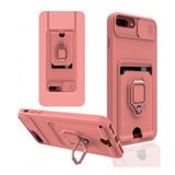 Alan Şanslı iPhone 7 Plus Zuma Kartvizitli Yüzüklü Silikon Pembe Kılıf