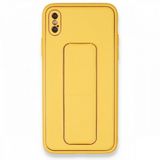 Alan Şanslı iPhone XS Max Kılıf Coco Deri Standlı Kapak Sarı Kılıf