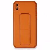 Alan Şanslı iPhone XS Max Kılıf Coco Deri Standlı Kapak Turuncu Kılıf