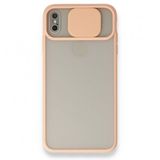Alan Şanslı iPhone Xs Max Palm Buzlu Kamera Sürgülü Pembe Silikon Kılıf
