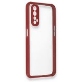 Alan Şanslı Realme 7 Miami Şeffaf Silikon Fuşya Kılıf