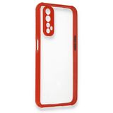 Alan Şanslı Realme 7 Miami Şeffaf Silikon Kırmızı Kılıf