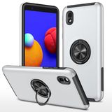 Alan Şanslı Samsung Galaxy A01 Core Elit Yüzüklü Kapak Gümüş Kılıf