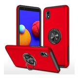 Alan Şanslı Samsung Galaxy A01 Core Elit Yüzüklü Kapak Kırmızı Kılıf