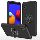 Alan Şanslı Samsung Galaxy A01 Core Elit Yüzüklü Kapak Siyah Kılıf