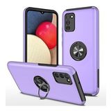 Alan Şanslı Samsung Galaxy A02S Elit Yüzüklü Kapak Mor Kılıf