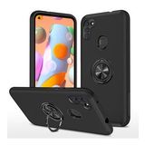 Alan Şanslı Samsung Galaxy A11 Elit Yüzüklü Kapak Siyah Kılıf