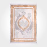 Alana Gri Çerçeveli Bambu Modern Geometrik Etnik Desenli Boho Makinada Yıkanabilir Hav Toz Vermez Leke Tutmaz Kaymaz Taban Dijital Makine Baskı Halı Oturma Odası Salon Yolluk Koridor Mutfak Halısı