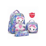 Alanç Gift Premium Kız Çocuk Peluş Ayıcıklı Anaokulu Ve İlkokul Sırt Çantası Termal Beslenme Çantası Ve Kalemlik