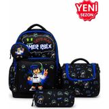 Alanç Gift Ultra Lüks Erkek Çocuk Su Geçirmez Gamer Desen İlkokul Çantası Termal Beslenme, Kalemlik Ve Cüzdan Aksesuarlı
