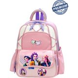 Alanç Gift Ultra Lüks Kız Çocuk Sırt Destekli Suya Dayanıklı Premium Kreş, Anaokulu Sırt Çantası Kore Model - Pembe - Beyaz