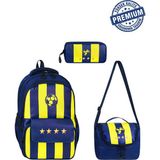 Alanç Gift Ultra Lüks Yıldız Desen Premium Erkek Çocuk Ortopedik Ilkokul Çantası Termal Beslenme ve Kalemlik - Lacivert