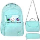 Alanç Gift Ultra Lüks Yıldız Işlemeli Suya Dayanıklı Kawaii Kız Çocuk Ilkokul Çantası Termal Beslenme ve Kalemlik - Pastel Turkuaz