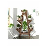 ALANDEKOR Cevİz Rengi Ahşap 6 Raflı Çiçeklik, Saksılık, Çiçek Standı, Dekoratif Raf / Çok Amaçlı Kullanım