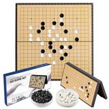 ALANGDUO Magnetic Go Oyun Seti 19 x 19 Çin Satranç Seti Taşınabilir Manyetik Plastik Taşlarla Taşınabilir ve Seyahate Hazır Set (35 cm)