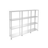 Alanraf 4 Katlı 3'lü Galvaniz Çelik Raf - Depo, Arşiv, Kiler, Dosya, Market Rafı 31X93 CM-150 Cm-0.70 mm