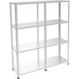 Alanraf 4 Katlı Duble 2'li Galvaniz Çelik Raf - Depo, Arşiv, Kiler, Dosya, Market Rafı 31X93X200CM