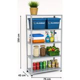 ALANRAF 5 Katlı Galvaniz Çelik Raf - Depo, Arşiv, Kiler, Dosya, Market Rafı 43x75x150 Cm