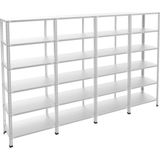 Alanraf 6 Katlı 4'lü Galvaniz Çelik Raf - Depo, Arşiv, Kiler, Dosya, Market Rafı - 31X93 CM-200 Cm-0.70 mm