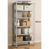 Alanraf Çelik Raf 5 Katlı 43X93X200 Dekoratif Raf Sistemleri, Depo Rafı, Arşiv Rafı, Kiler Rafı, Mutfak Rafı - Galvaniz
