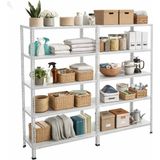 Alanraf Çelik Raf 5 Katlı Duble 43X120X150 Dekoratif Raf Sistemleri, Depo Rafı, Arşiv Rafı, Kiler Rafı - Galvaniz