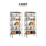 ALANRAF Çelik Raf 6 Katlı 2'Li 31x60x200 Raf Sistemi, Depo rafı, Arşiv rafı, Kiler rafı, Çok Amaçlı Raf